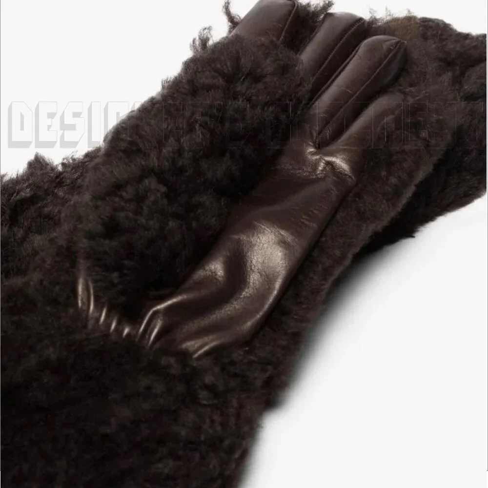 BOTTEGA VENETA size 9 brown TEDDY Shearling and Lambskin cashmere lined Gloves